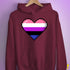 Genderfluid Pride Pixel Heart Hoodie - Maroon